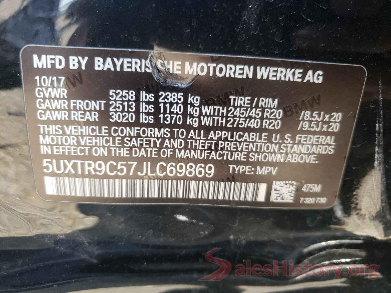 5UXTR9C57JLC69869 2018 BMW X3