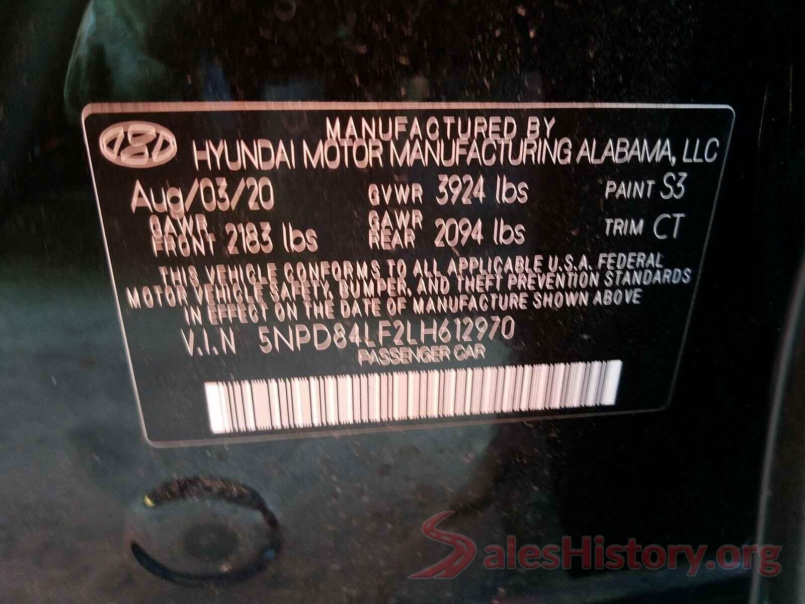 5NPD84LF2LH612970 2020 HYUNDAI ELANTRA