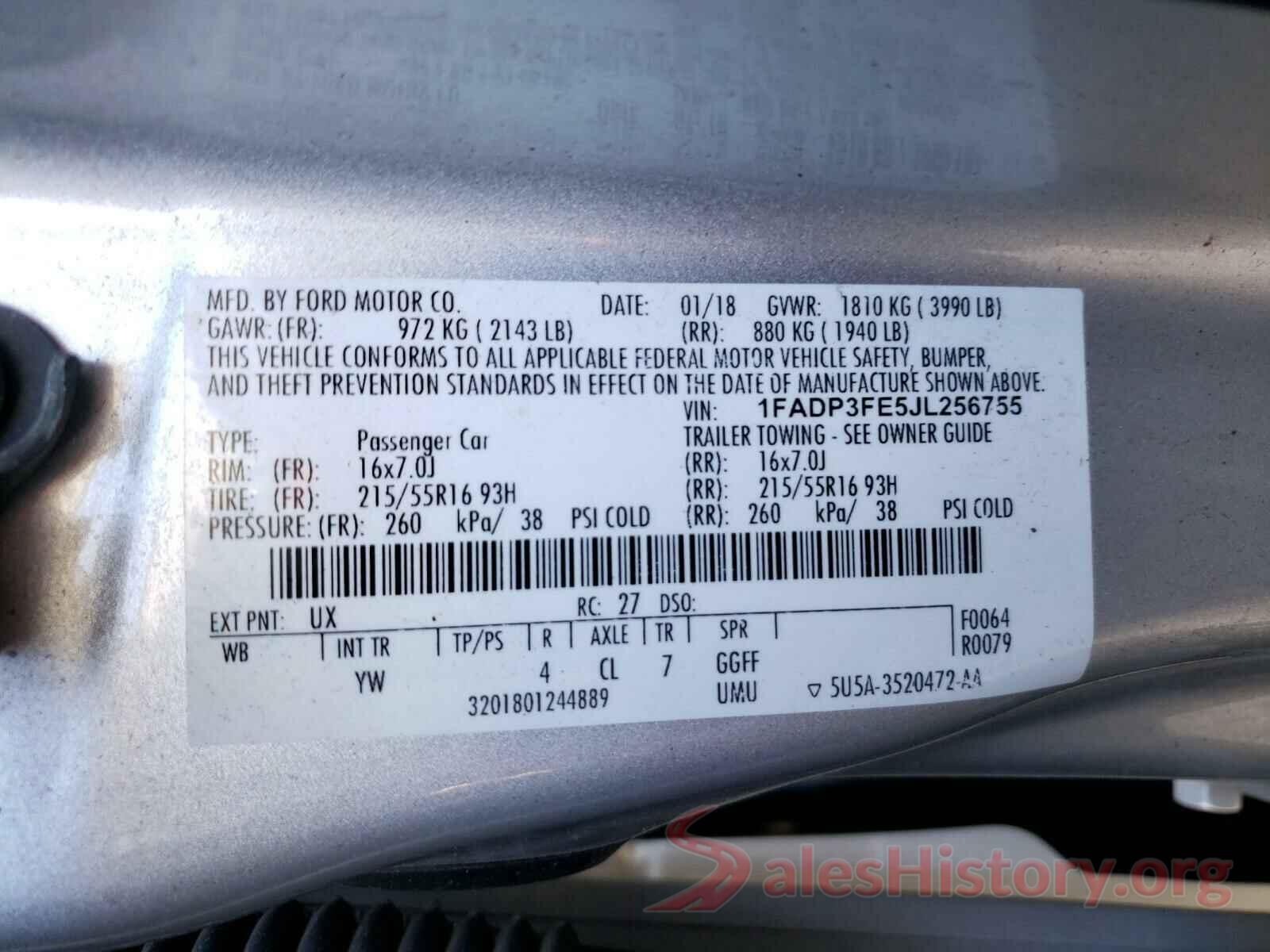 1FADP3FE5JL256755 2018 FORD FOCUS