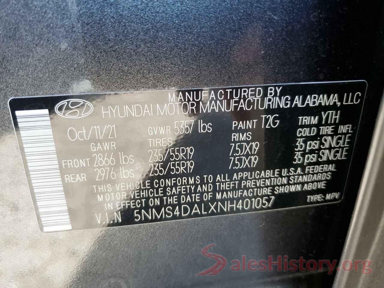 5NMS4DALXNH401057 2022 HYUNDAI SANTA FE