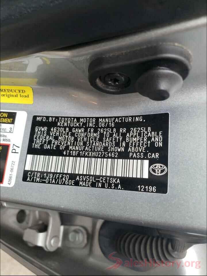 4T1BF1FKXHU275462 2017 TOYOTA CAMRY