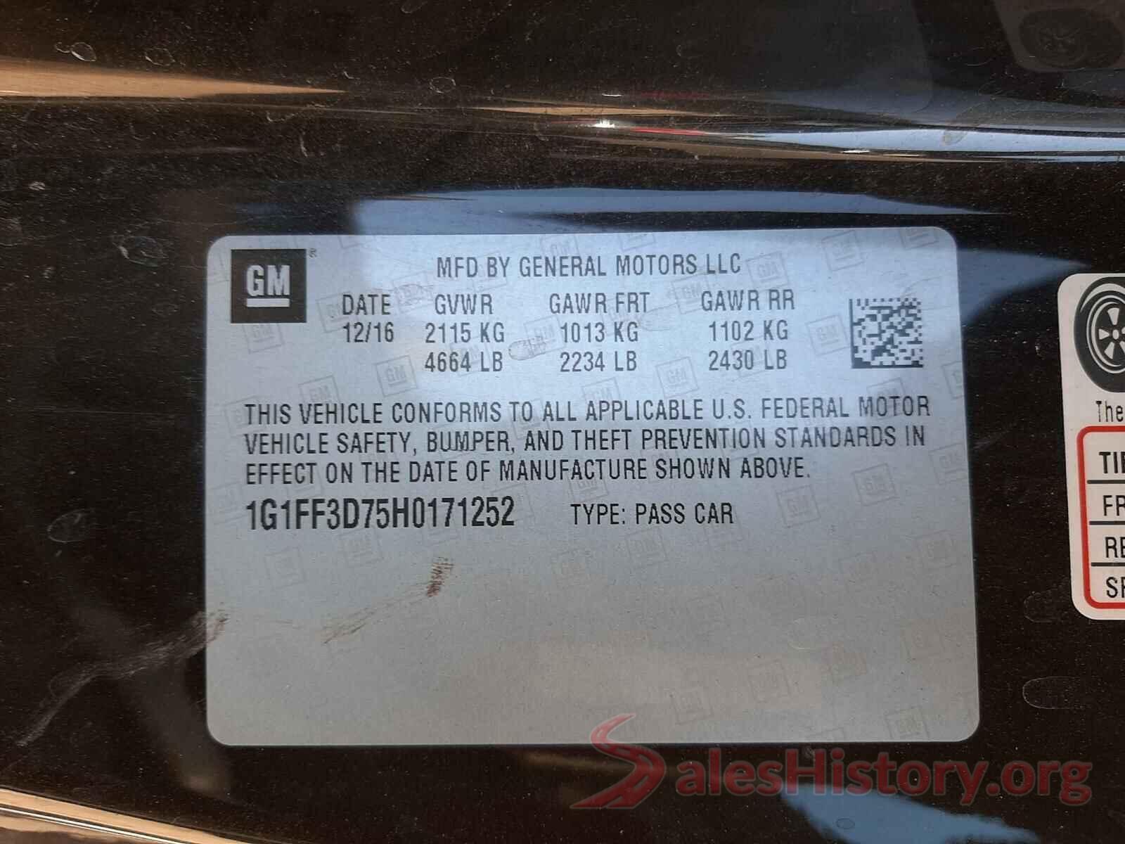 1G1FF3D75H0171252 2017 CHEVROLET CAMARO