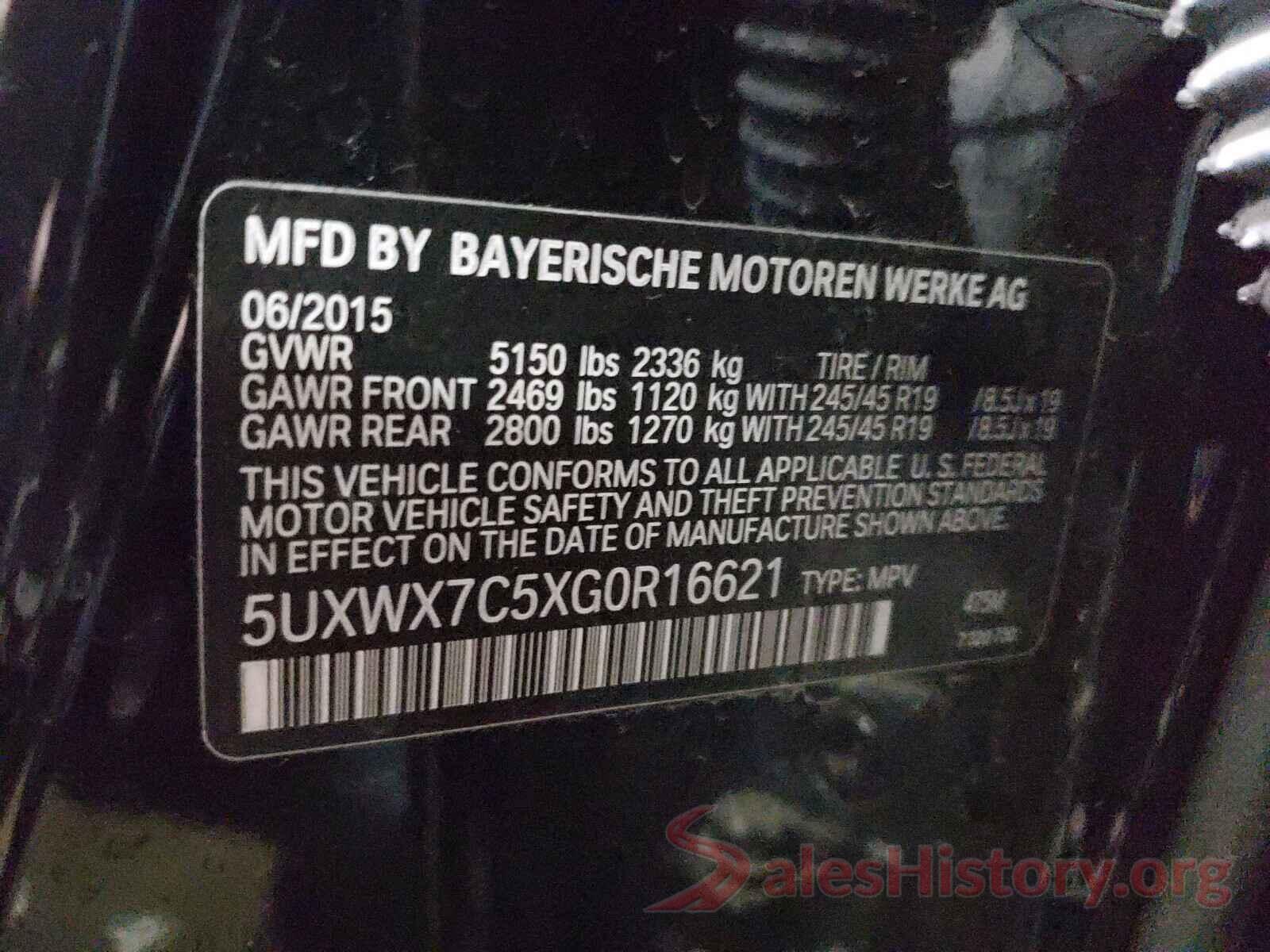 5UXWX7C5XG0R16621 2016 BMW X3