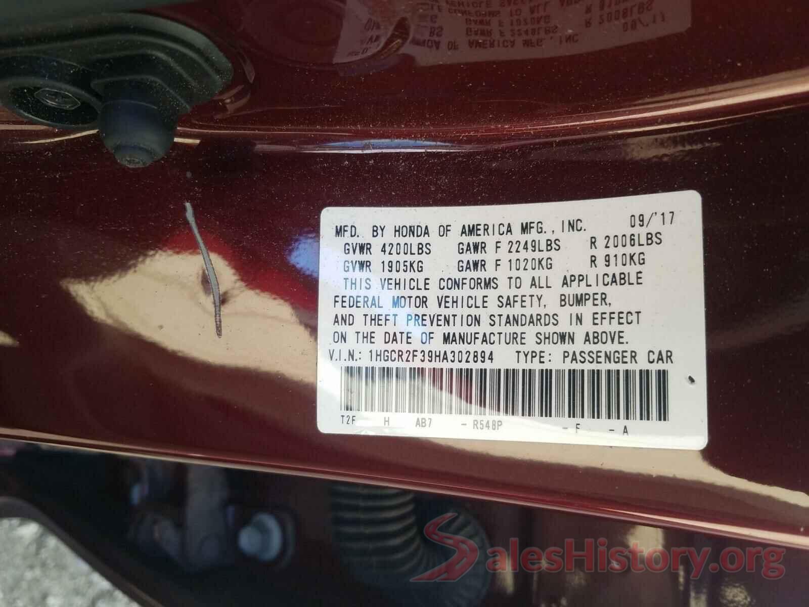 1HGCR2F39HA302894 2017 HONDA ACCORD