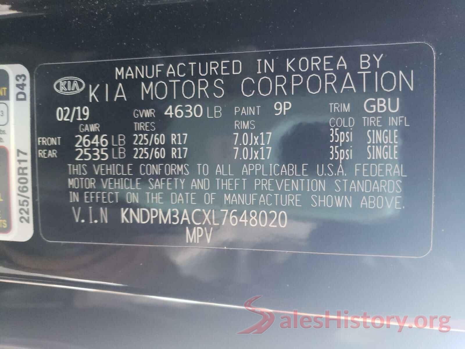 KNDPM3ACXL7648020 2020 KIA SPORTAGE