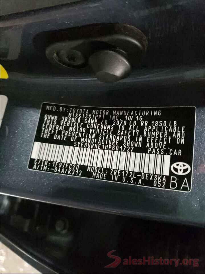 5YFBURHE1HP601727 2017 TOYOTA COROLLA