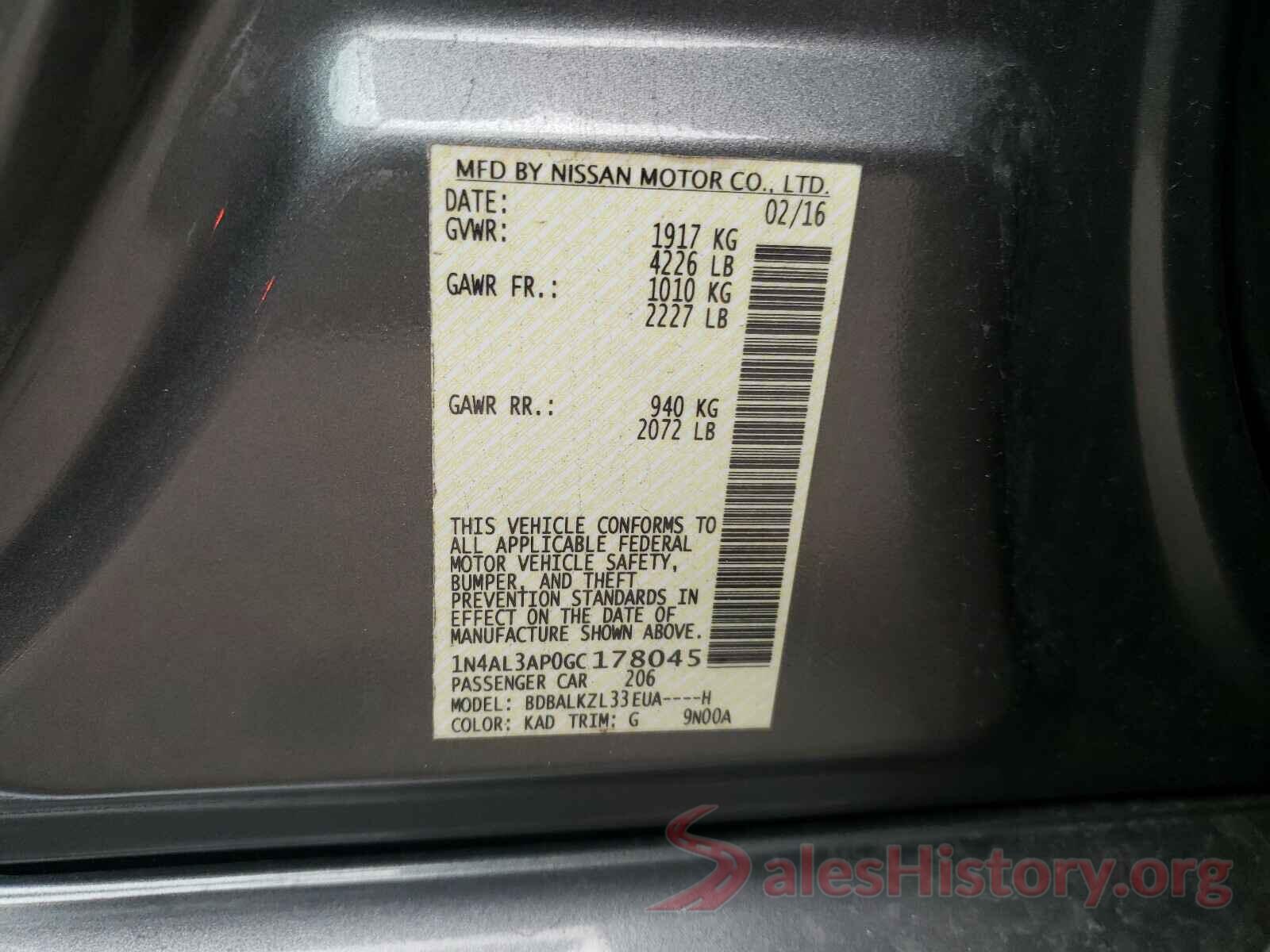 1N4AL3AP0GC178045 2016 NISSAN ALTIMA