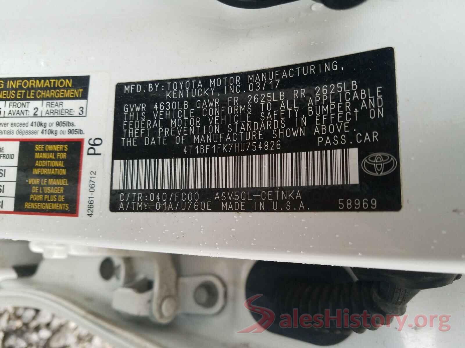 4T1BF1FK7HU754826 2017 TOYOTA CAMRY