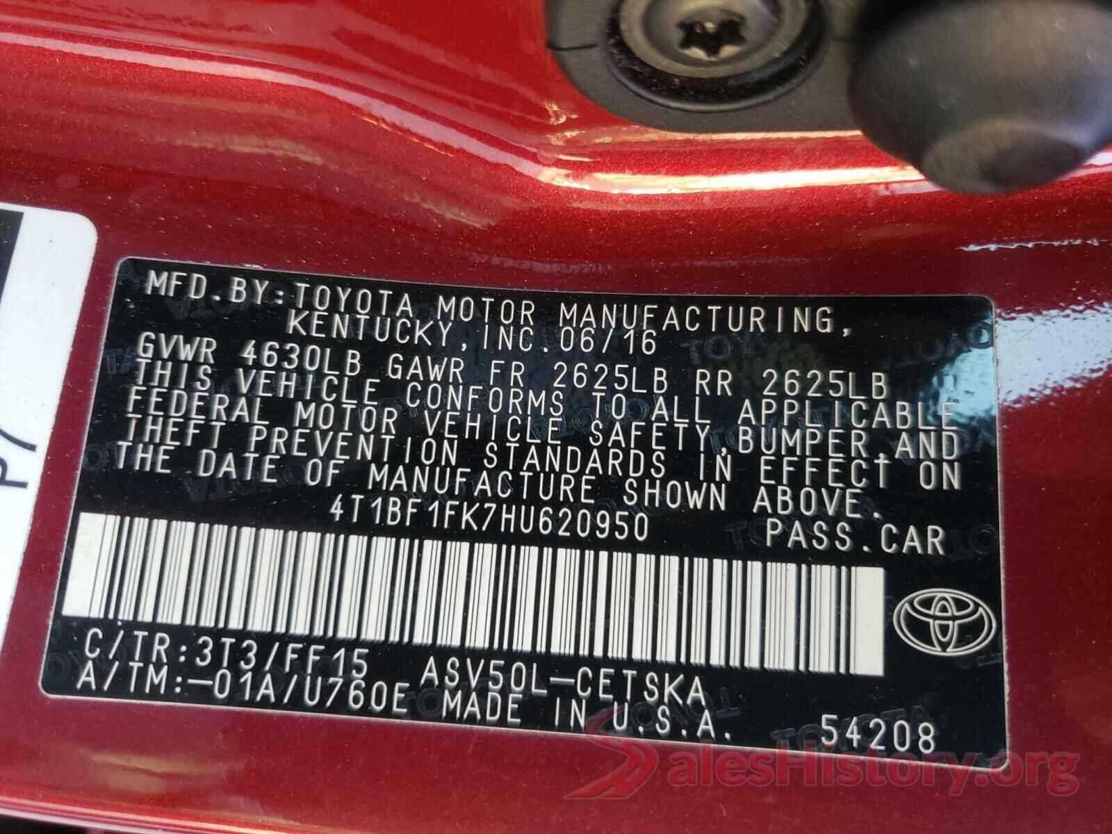 4T1BF1FK7HU620950 2017 TOYOTA CAMRY