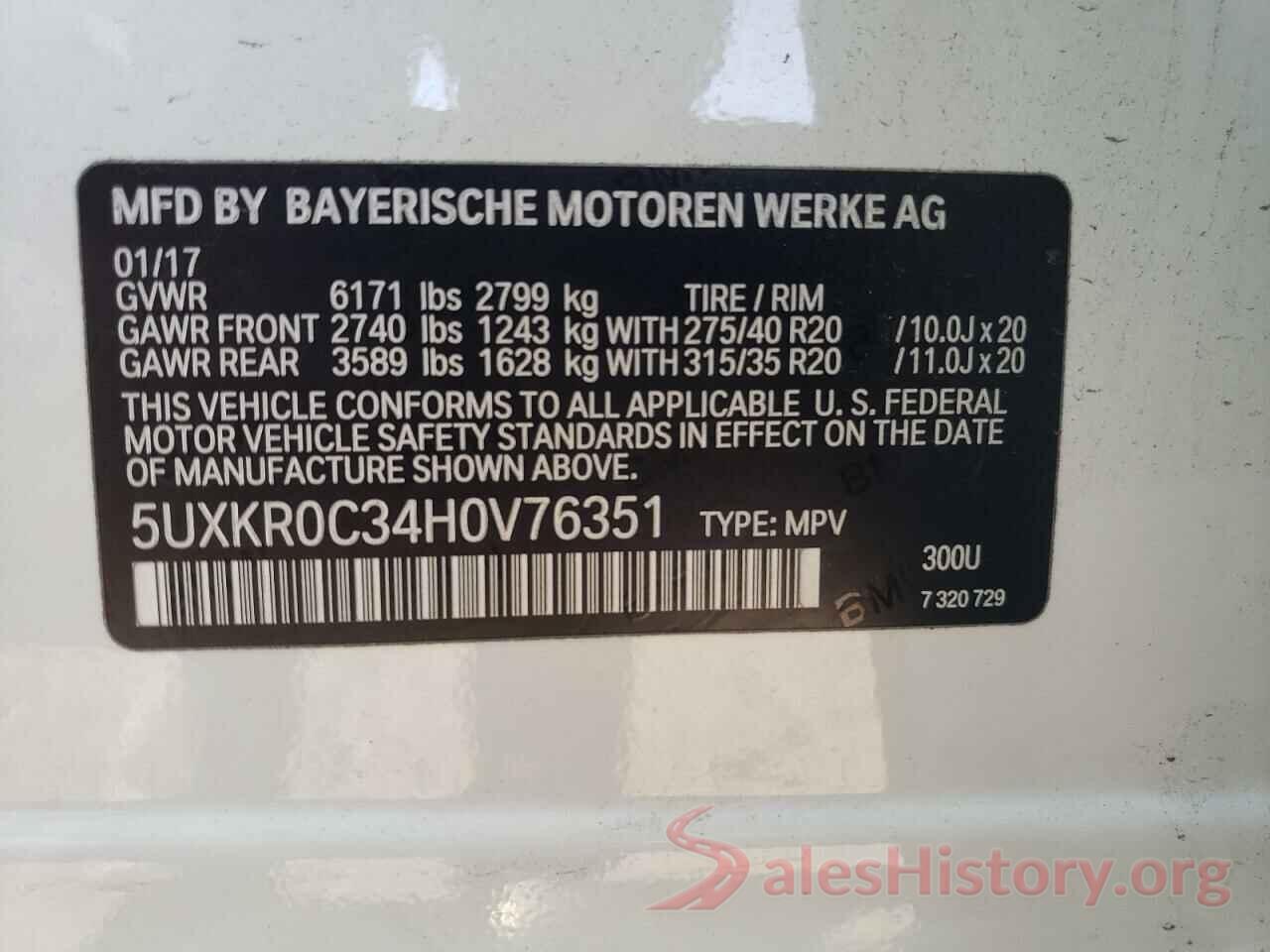 5UXKR0C34H0V76351 2017 BMW X5