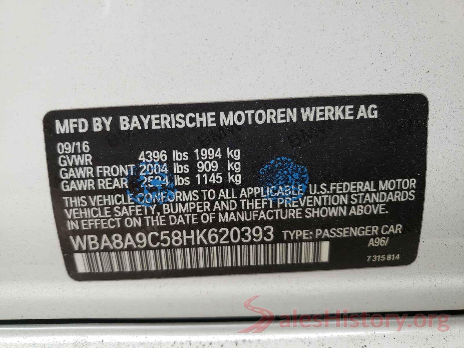 WBA8A9C58HK620393 2017 BMW 3 SERIES