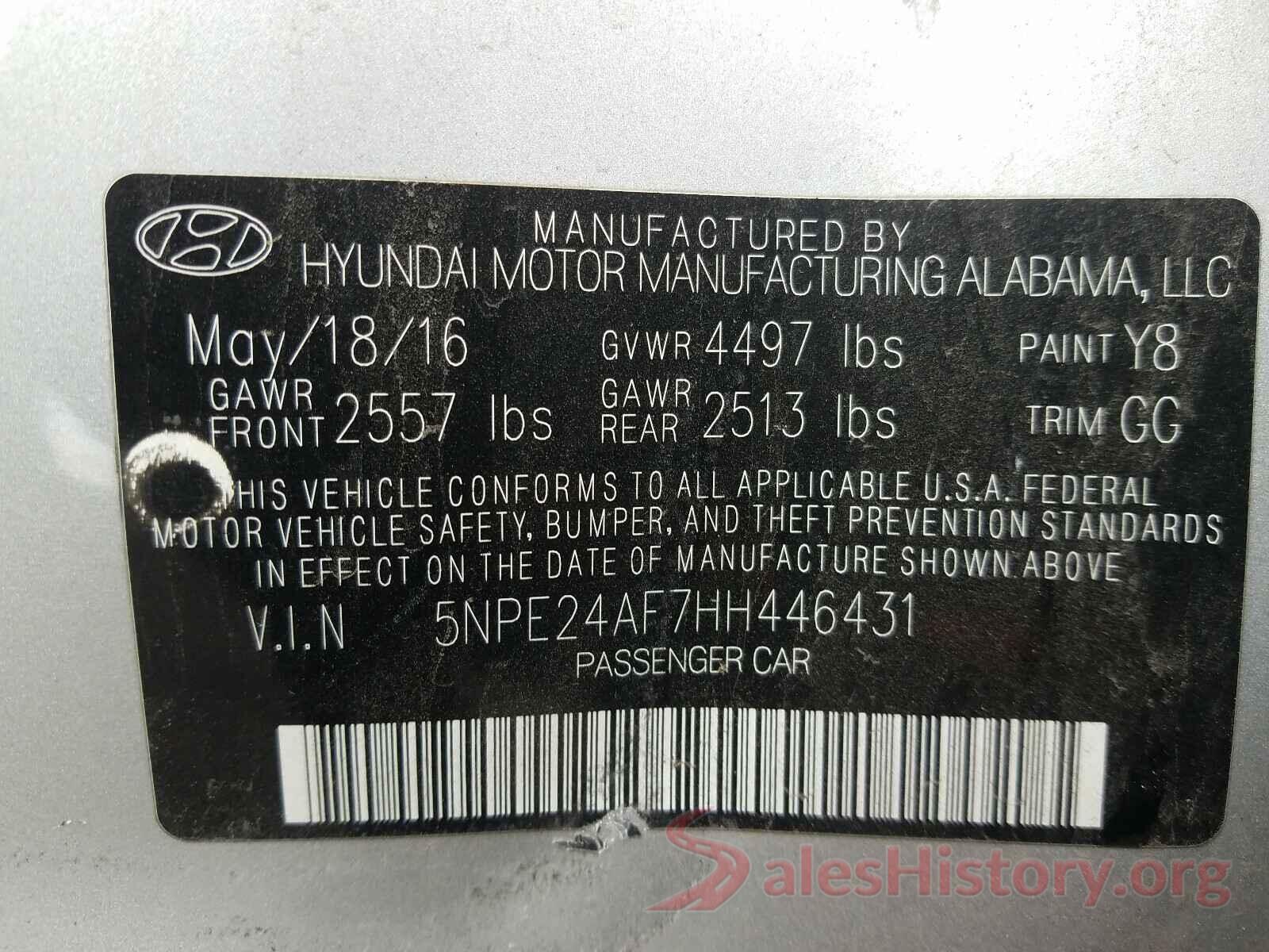 5NPE24AF7HH446431 2017 HYUNDAI SONATA