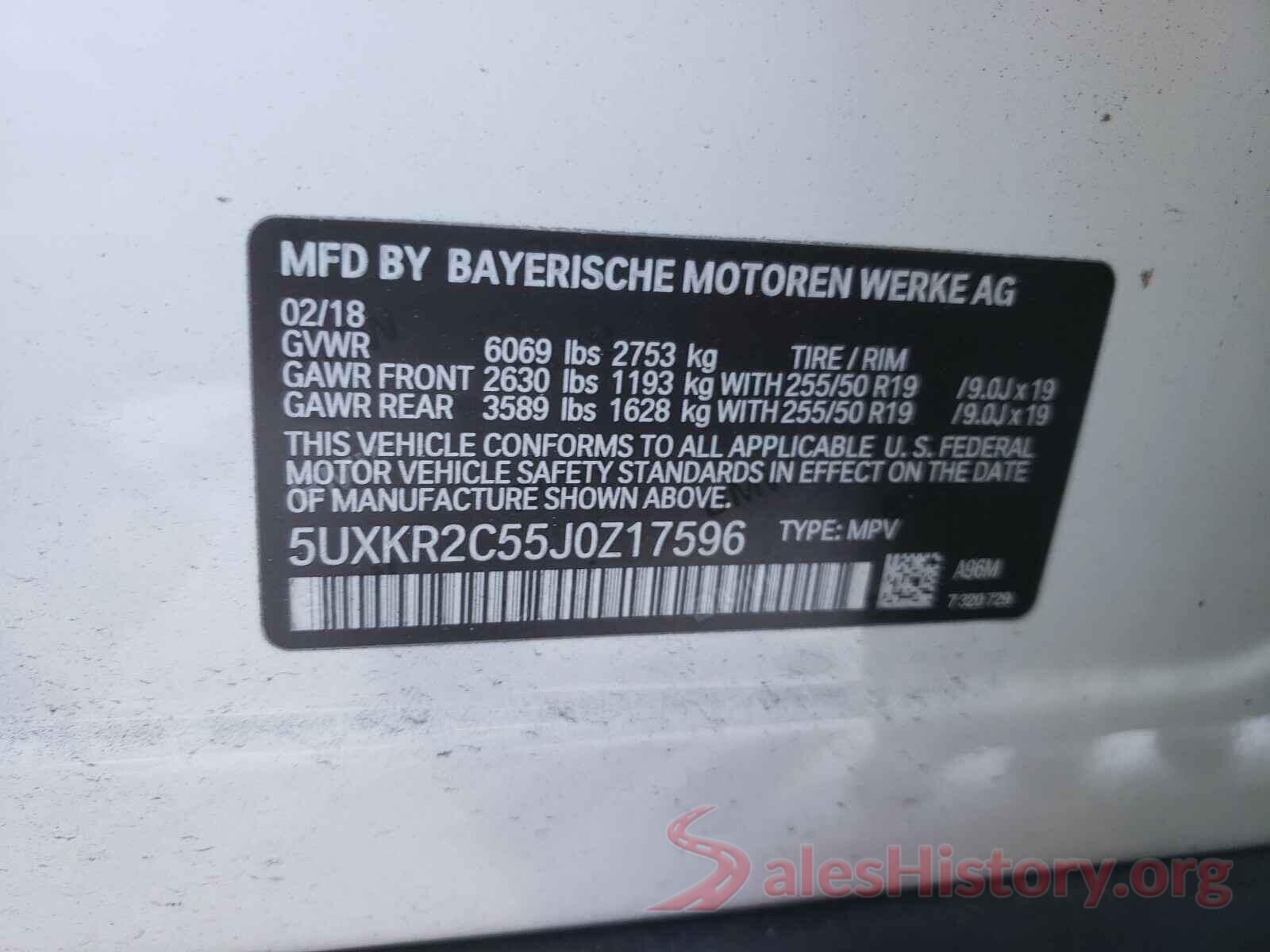 5UXKR2C55J0Z17596 2018 BMW X5