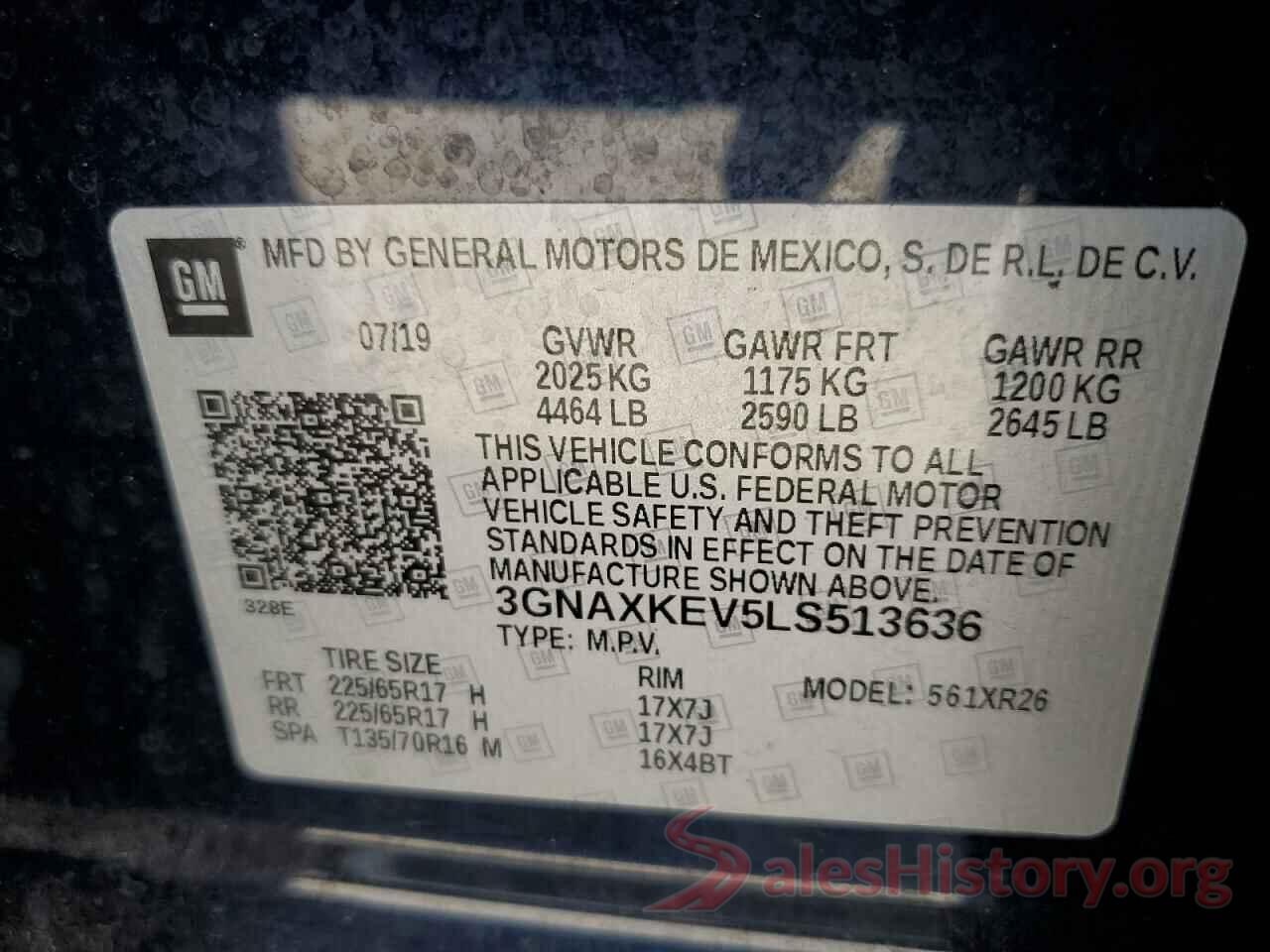 3GNAXKEV5LS513636 2020 CHEVROLET EQUINOX