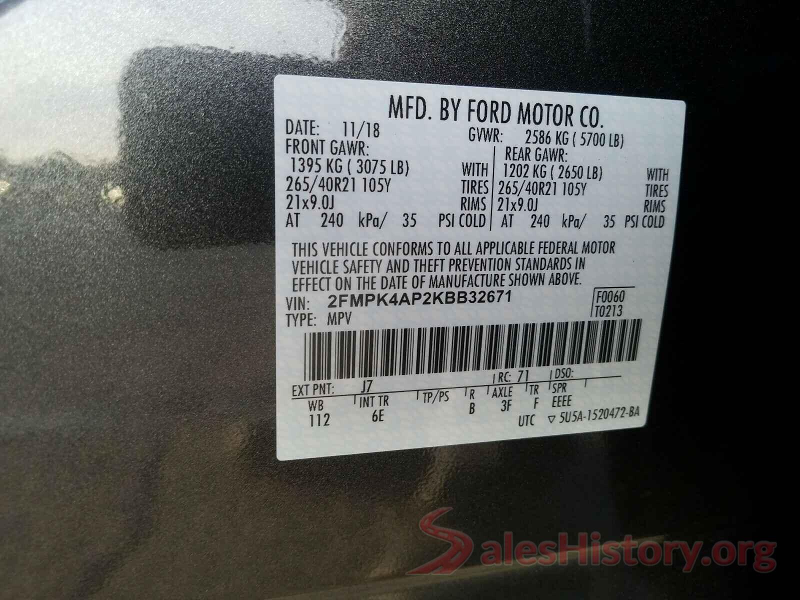 2FMPK4AP2KBB32671 2019 FORD EDGE