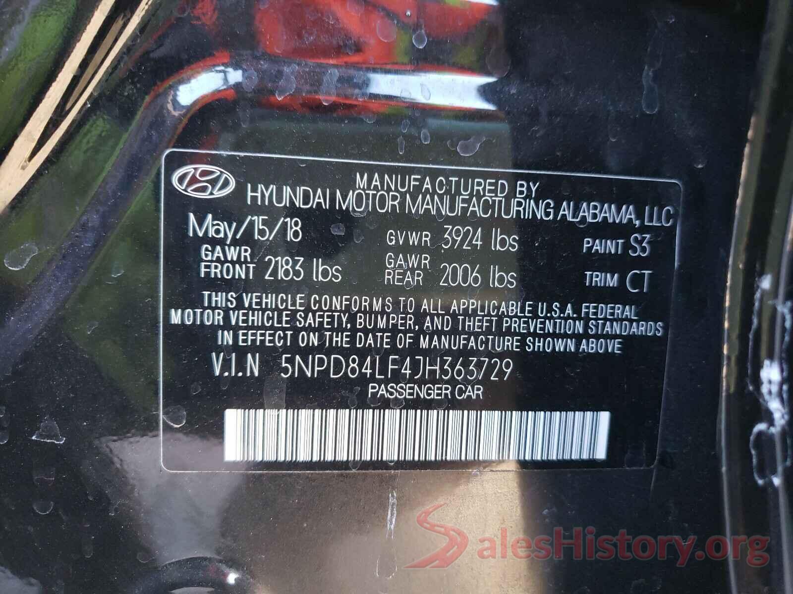 5NPD84LF4JH363729 2018 HYUNDAI ELANTRA