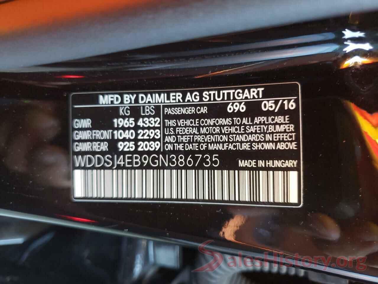 WDDSJ4EB9GN386735 2016 MERCEDES-BENZ CLA-CLASS