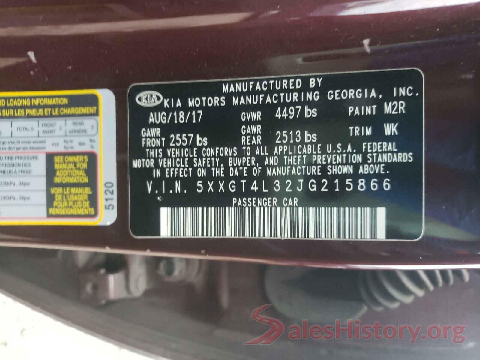 5XXGT4L32JG215866 2018 KIA OPTIMA