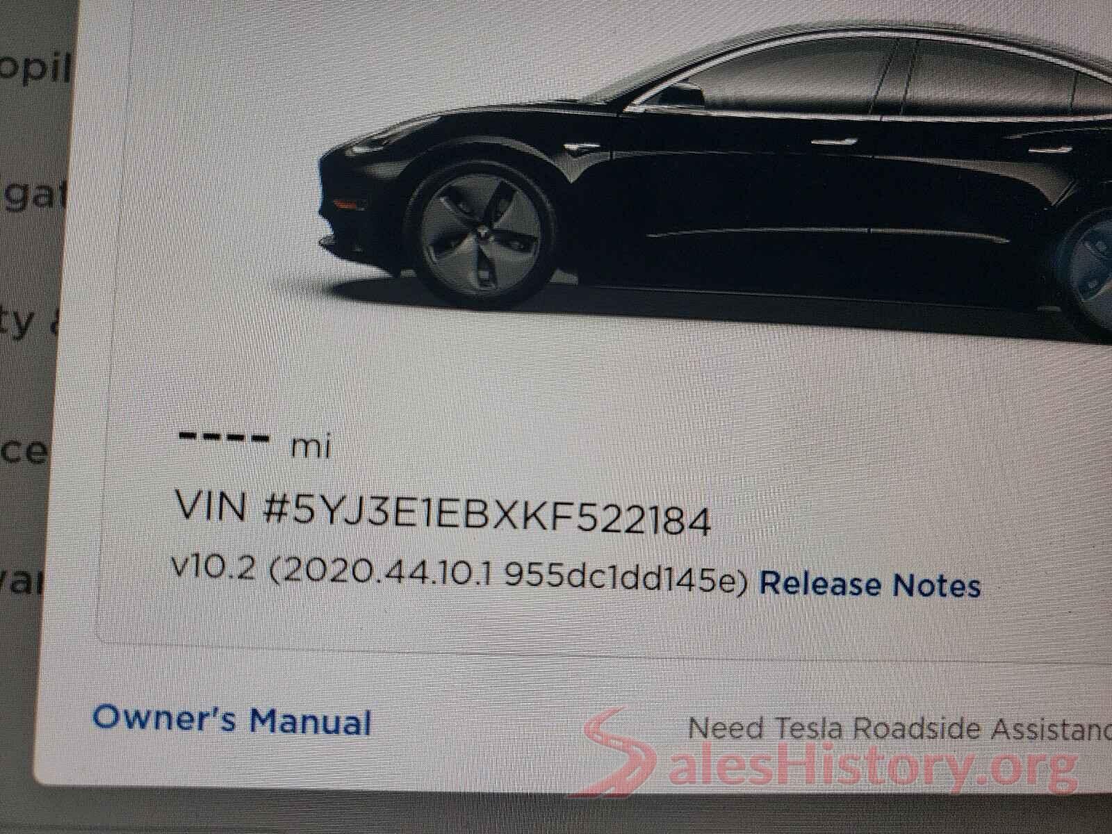 5YJ3E1EBXKF522184 2019 TESLA MODEL 3