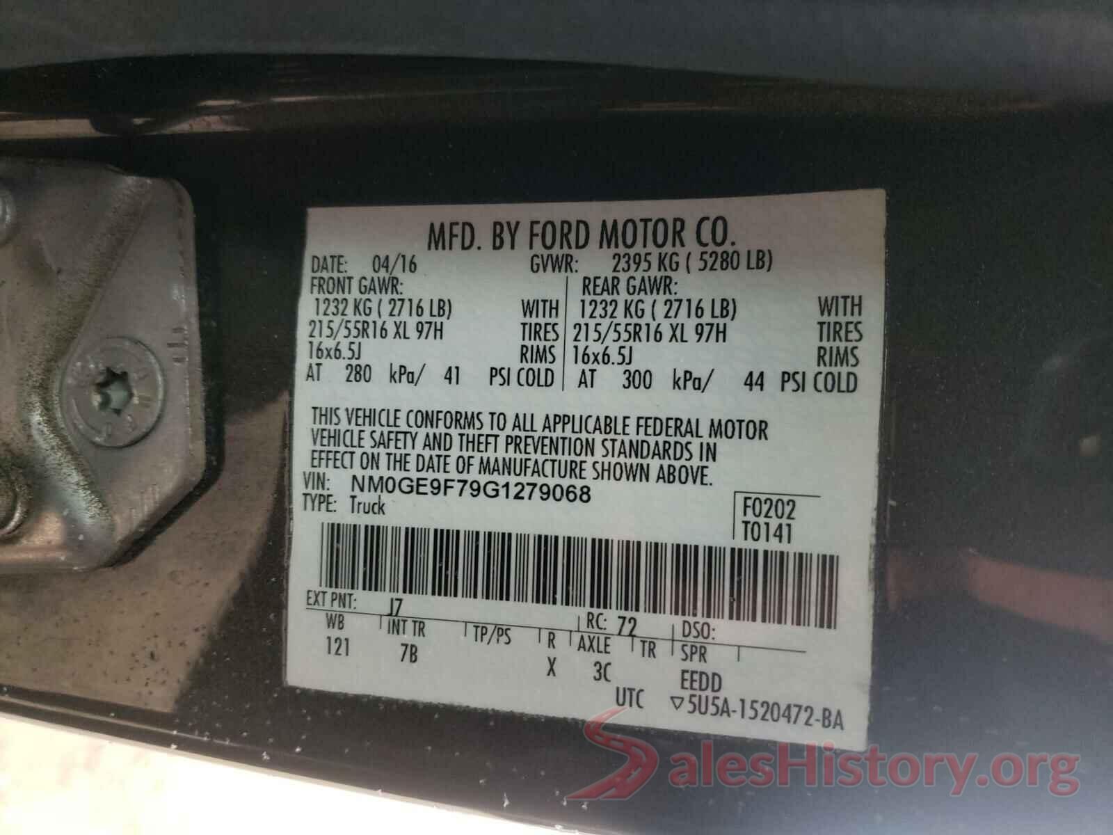 NM0GE9F79G1279068 2016 FORD TRANSIT CO