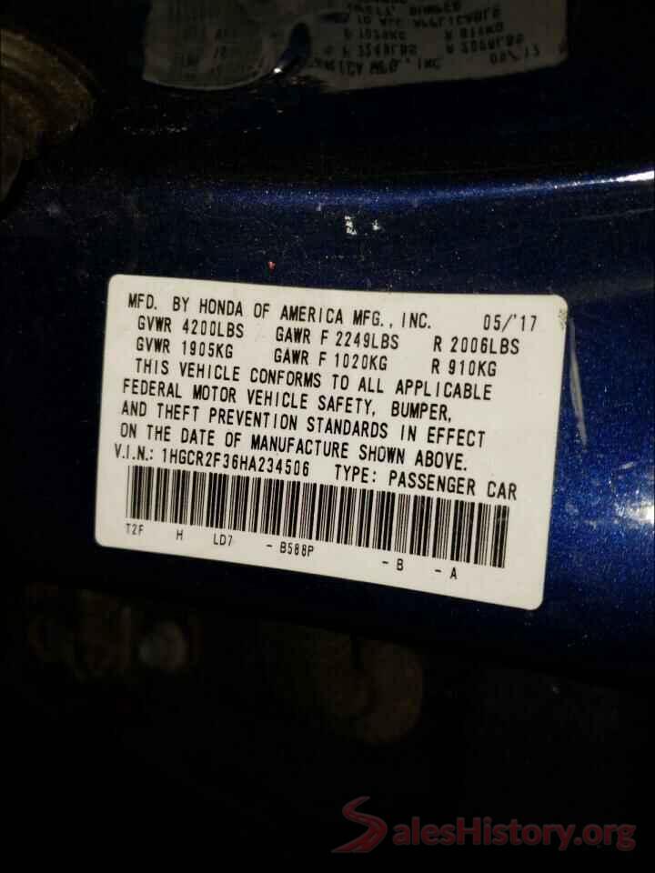 1HGCR2F36HA234506 2017 HONDA ACCORD