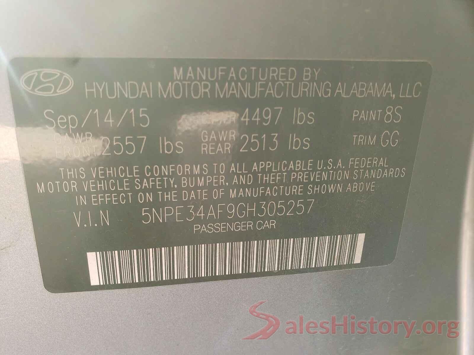 5NPE34AF9GH305257 2016 HYUNDAI SONATA