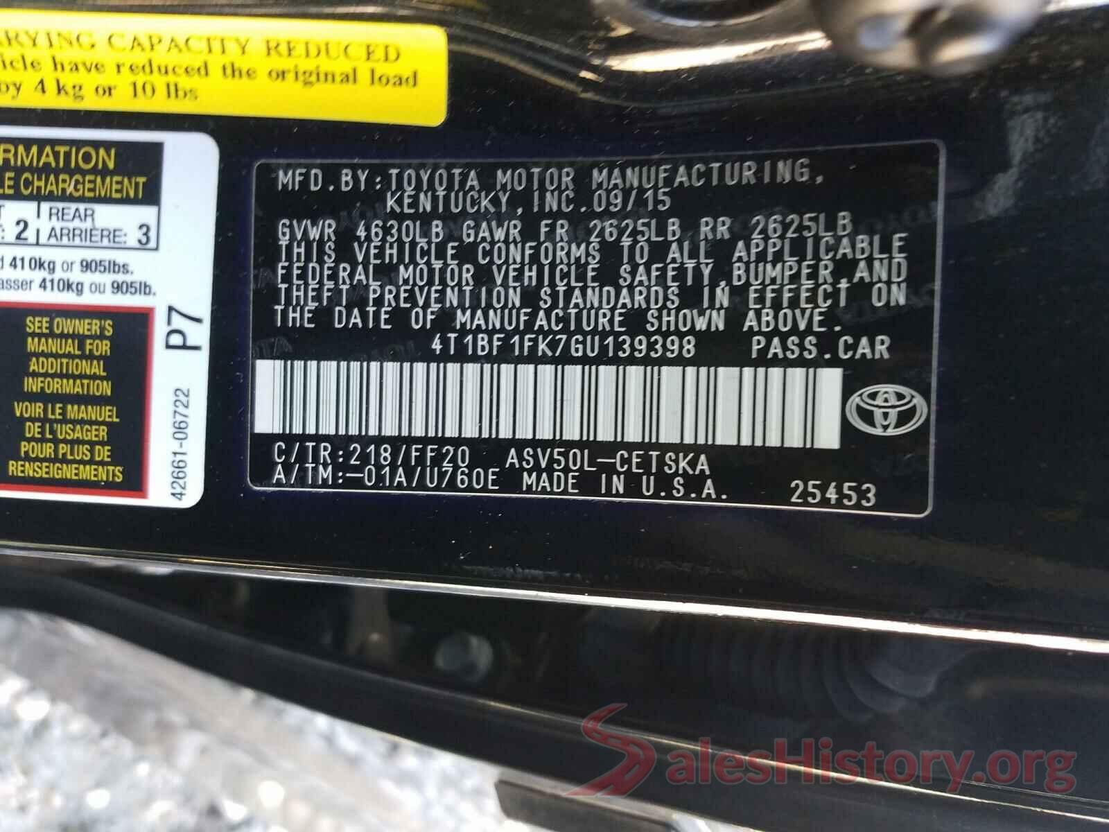 4T1BF1FK7GU139398 2016 TOYOTA CAMRY