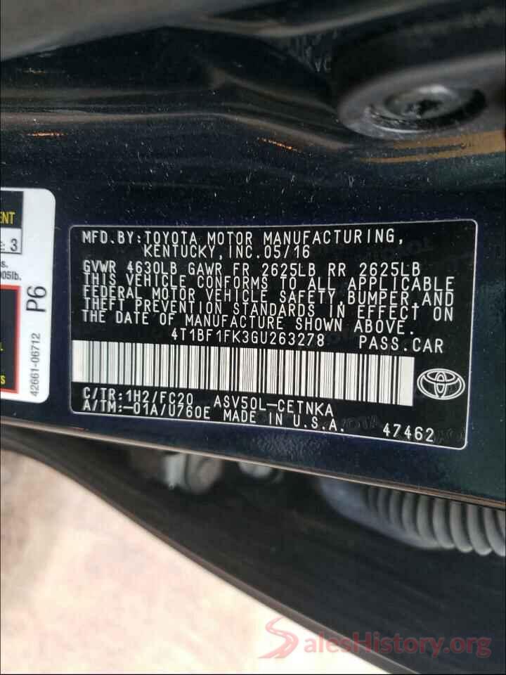 4T1BF1FK3GU263278 2016 TOYOTA CAMRY