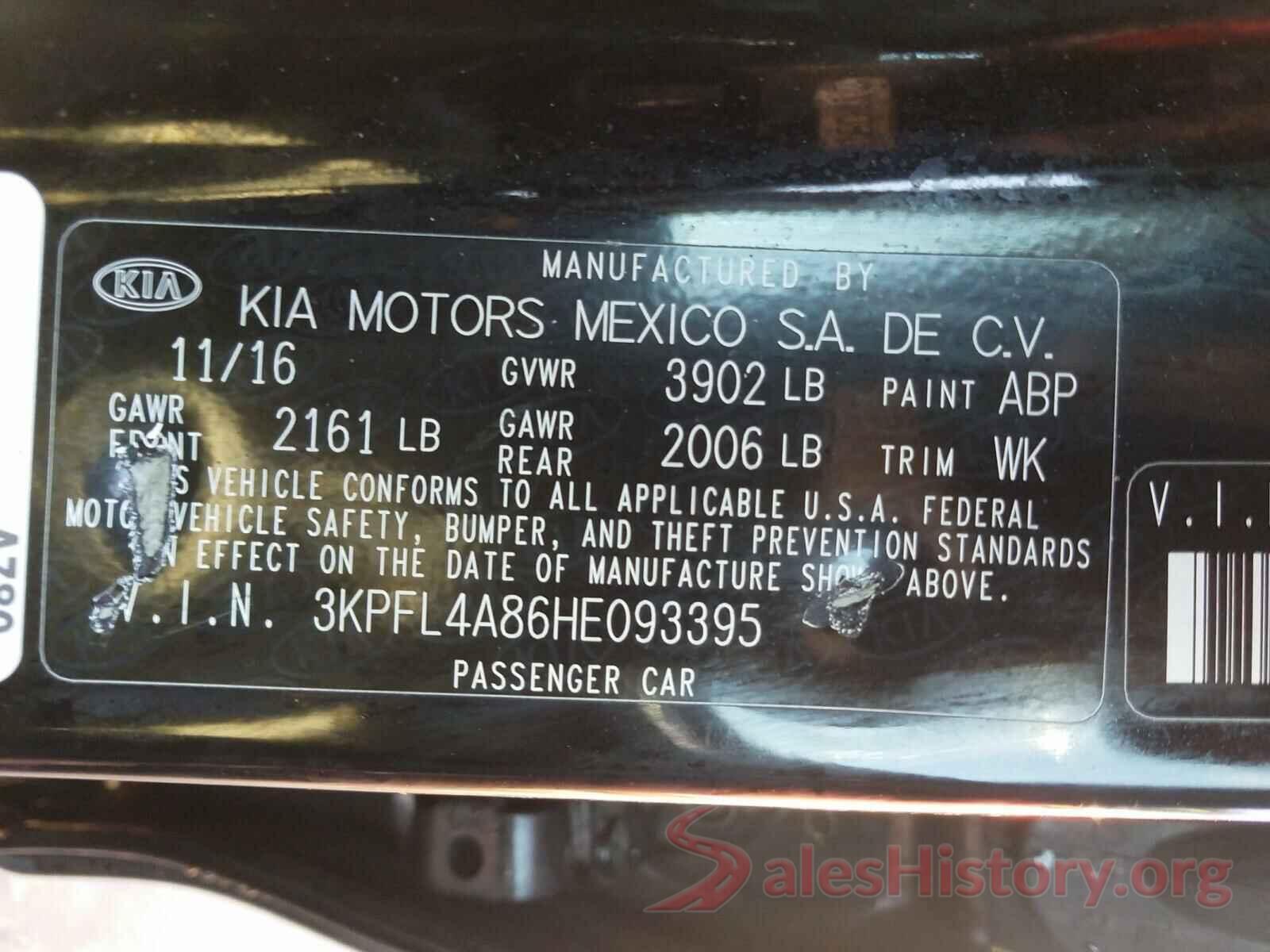 3KPFL4A86HE093395 2017 KIA FORTE