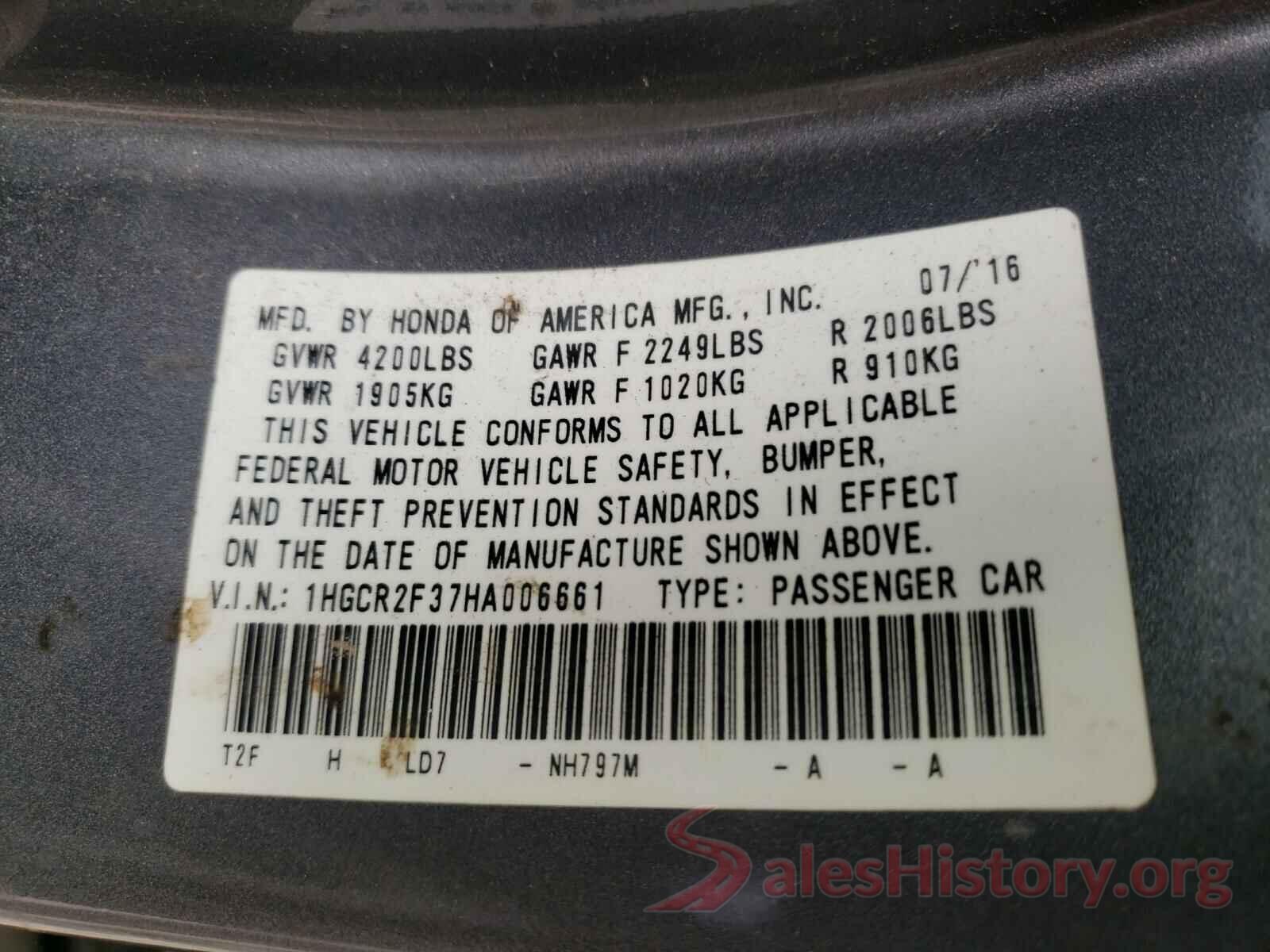 1HGCR2F37HA006661 2017 HONDA ACCORD