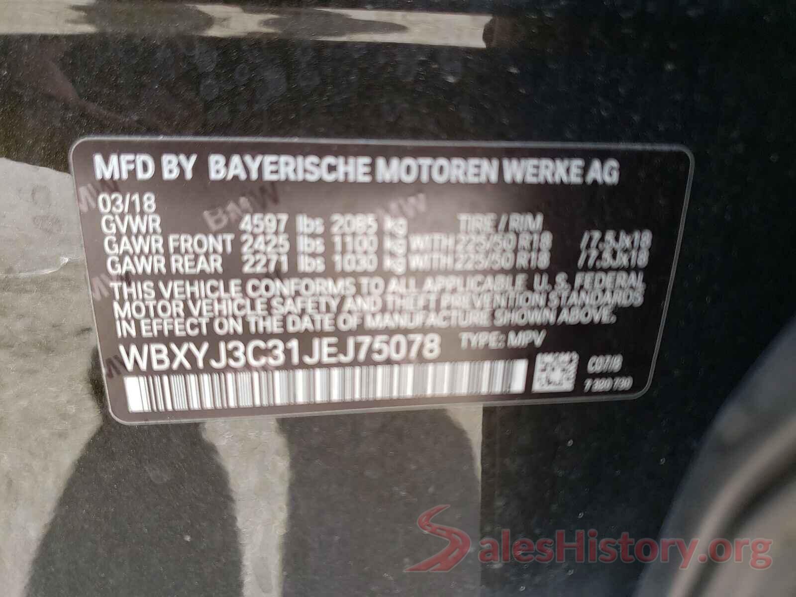 WBXYJ3C31JEJ75078 2018 BMW X2