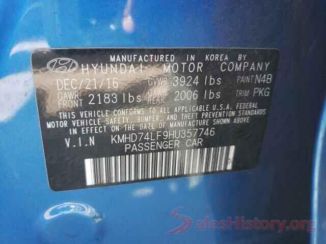 KMHD74LF9HU357746 2017 HYUNDAI ELANTRA