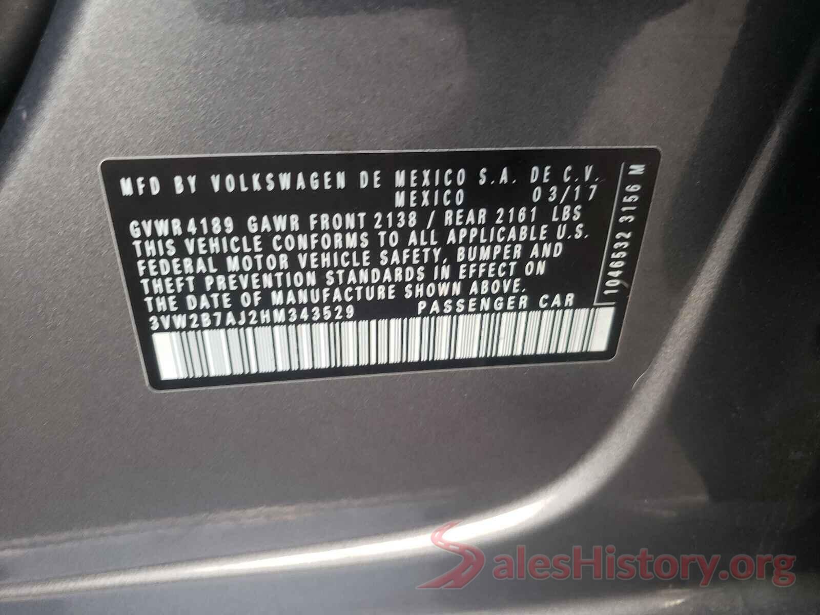 3VW2B7AJ2HM343529 2017 VOLKSWAGEN JETTA