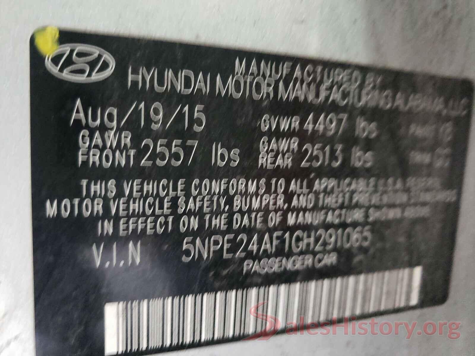 5NPE24AF1GH291065 2016 HYUNDAI SONATA