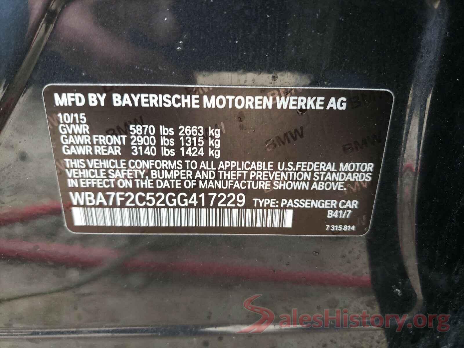 WBA7F2C52GG417229 2016 BMW 7 SERIES