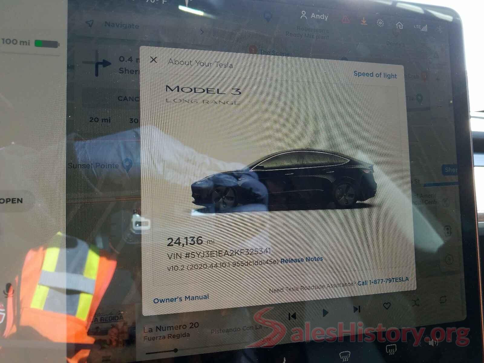 5YJ3E1EA2KF325341 2019 TESLA MODEL 3