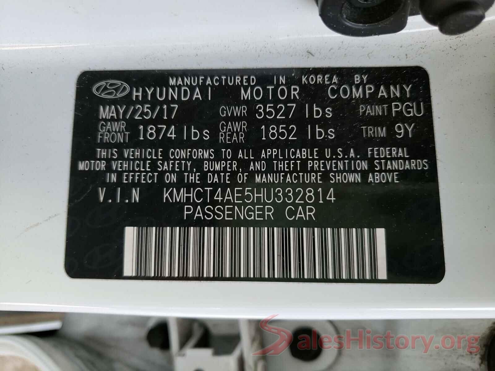 KMHCT4AE5HU332814 2017 HYUNDAI ACCENT