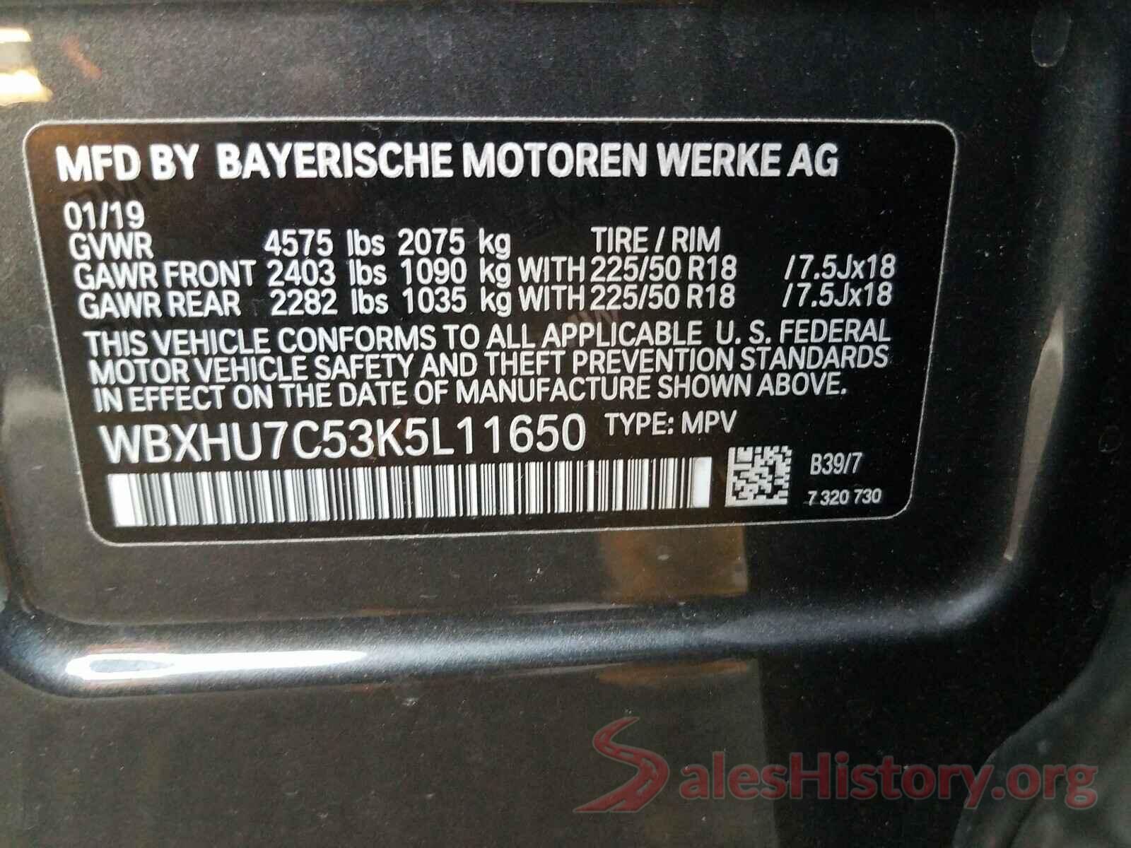 WBXHU7C53K5L11650 2019 BMW X1