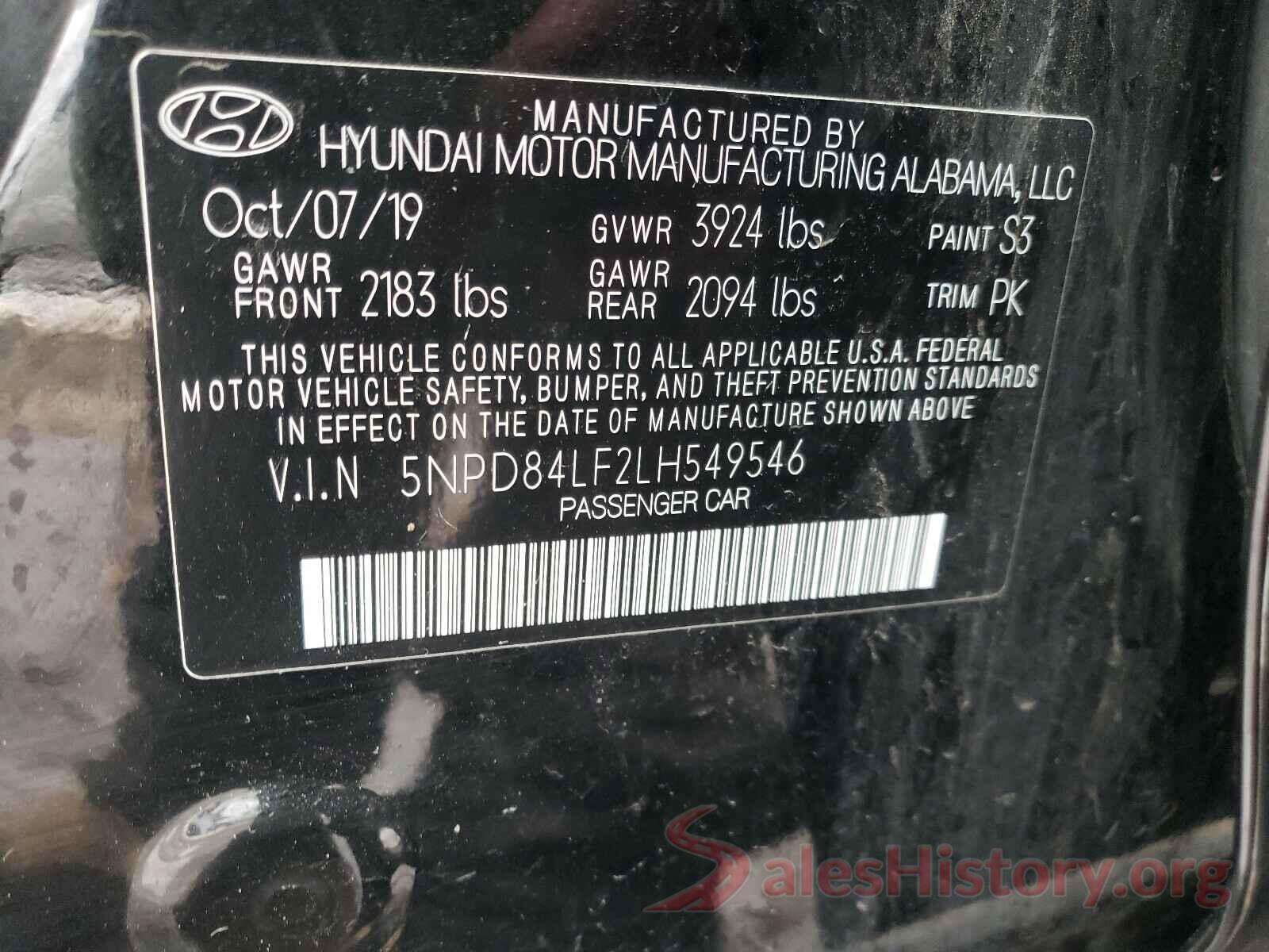 5NPD84LF2LH549546 2020 HYUNDAI ELANTRA