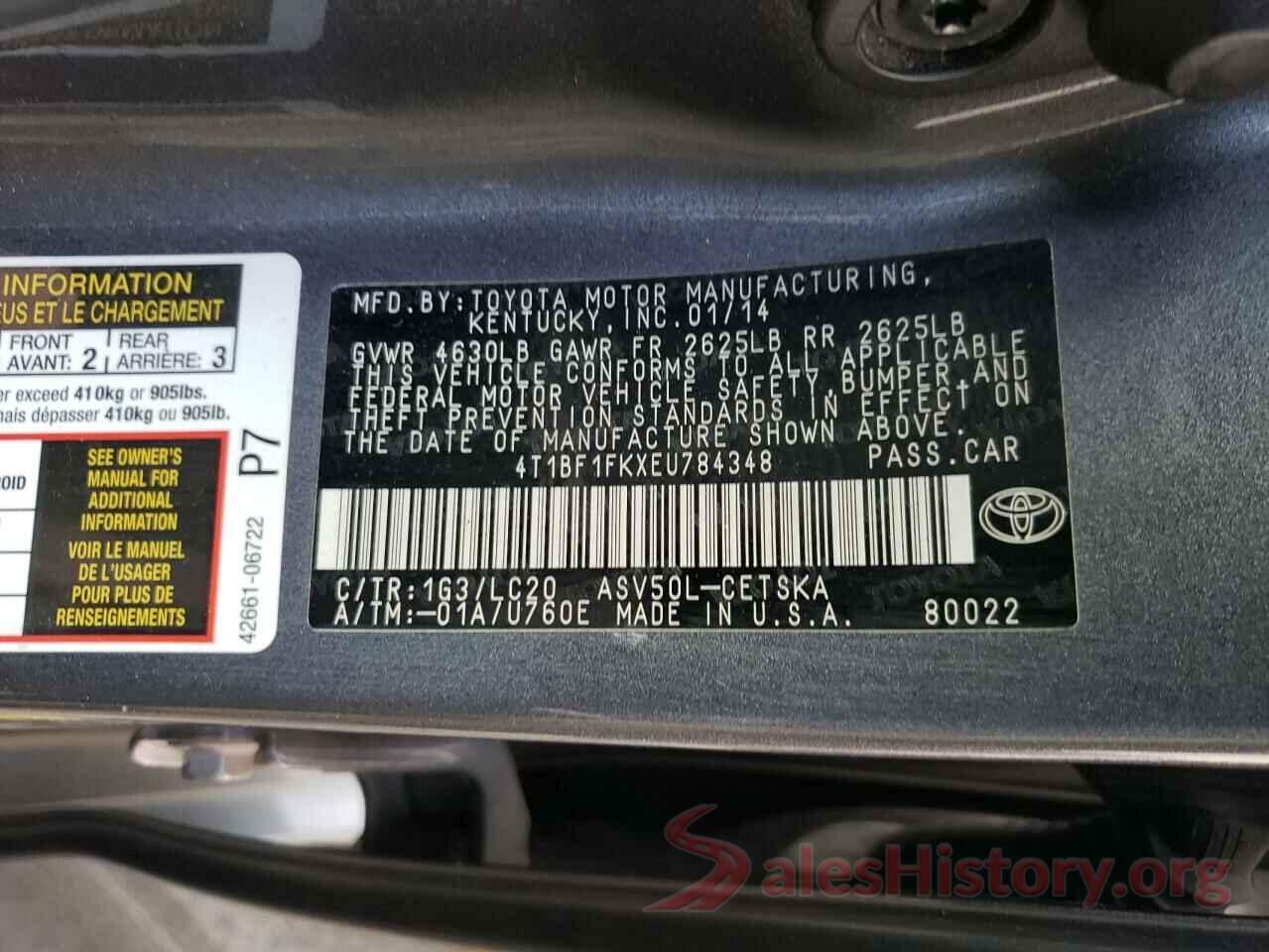 4T1BF1FKXEU784348 2014 TOYOTA CAMRY