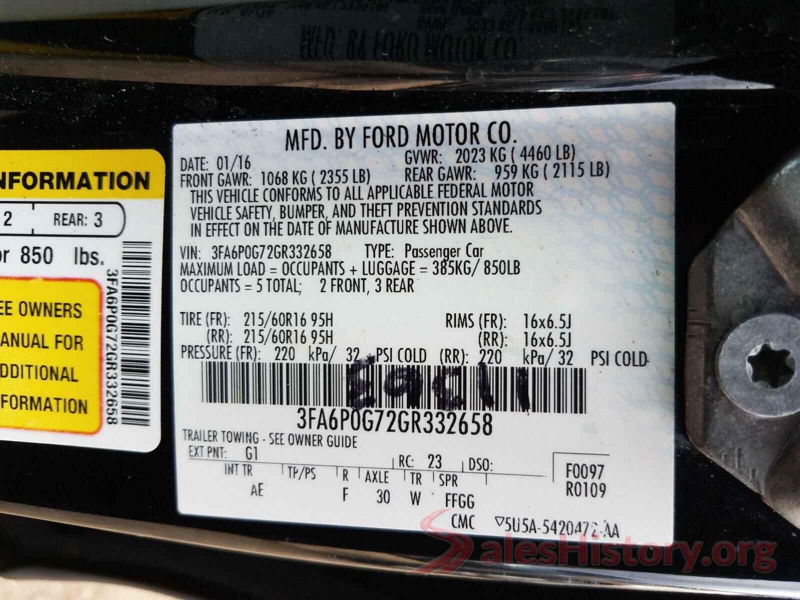 3FA6P0G72GR332658 2016 FORD FUSION