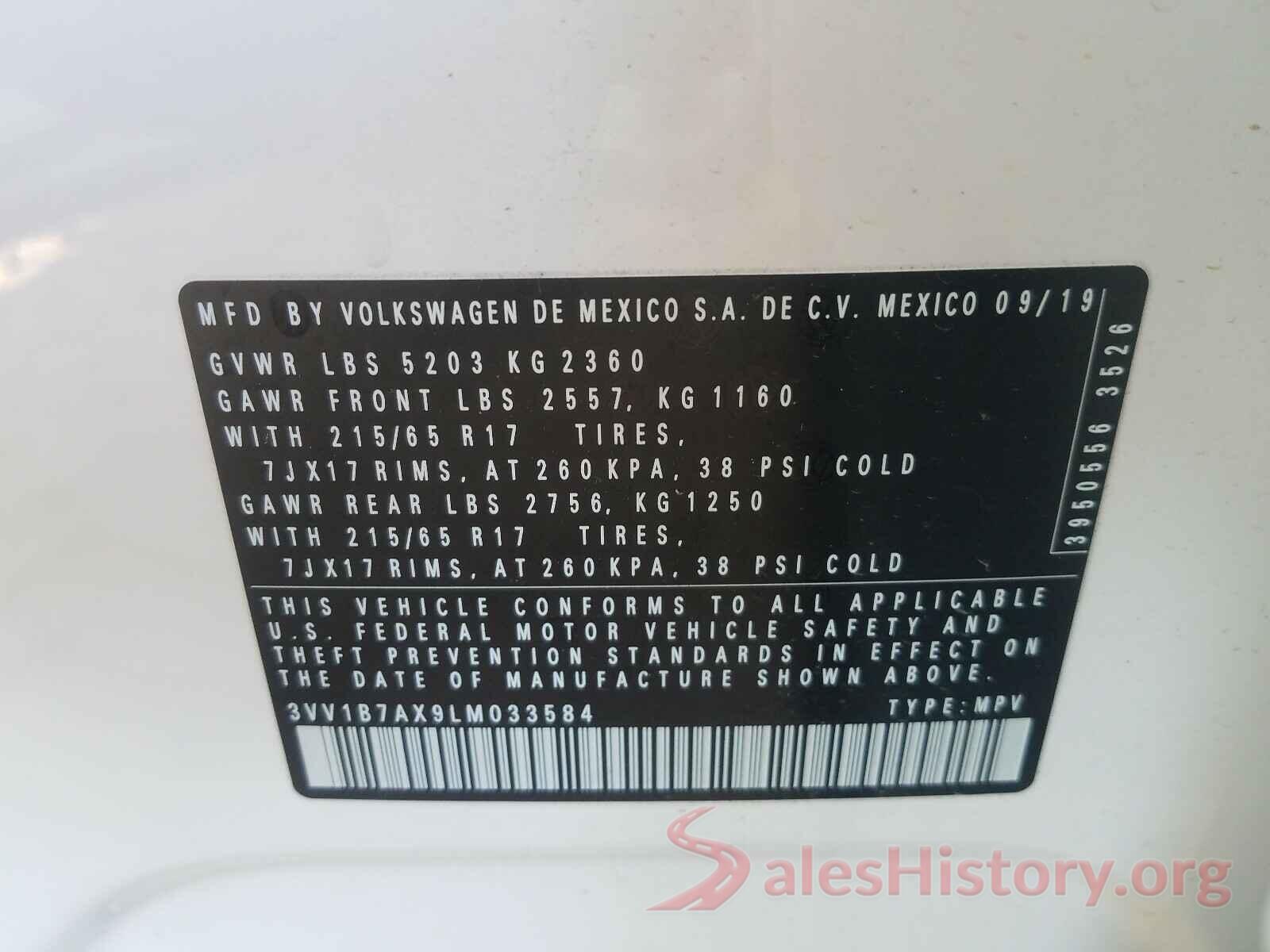 3VV1B7AX9LM033584 2020 VOLKSWAGEN TIGUAN