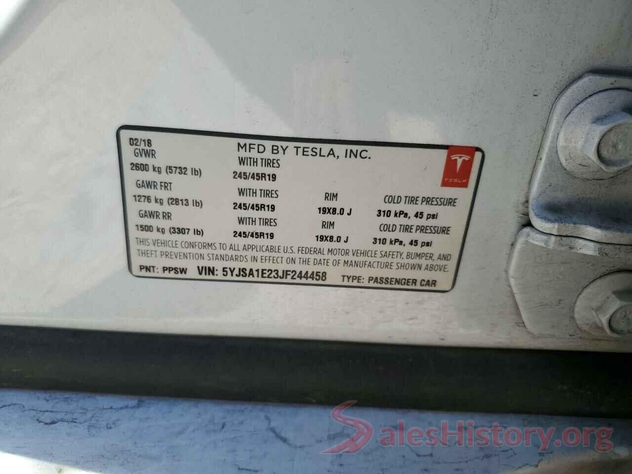 5YJSA1E23JF244458 2018 TESLA MODEL S