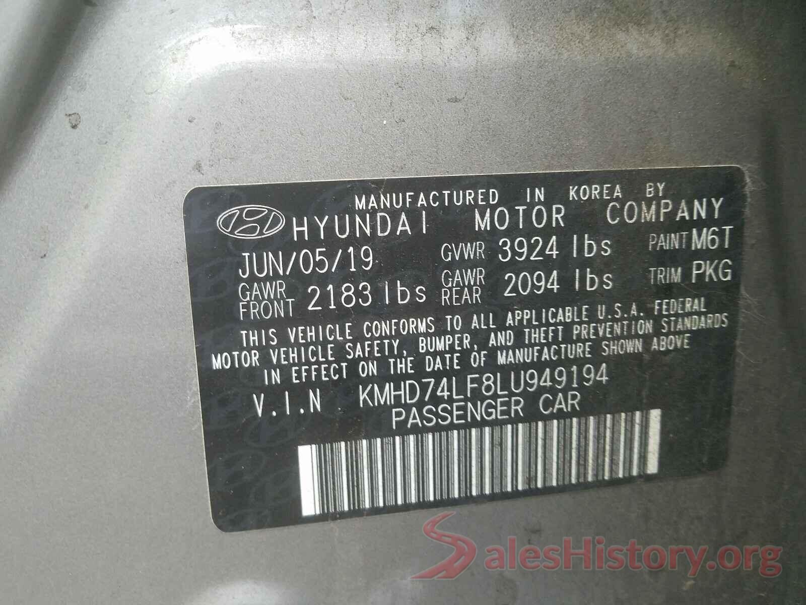 KMHD74LF8LU949194 2020 HYUNDAI ELANTRA