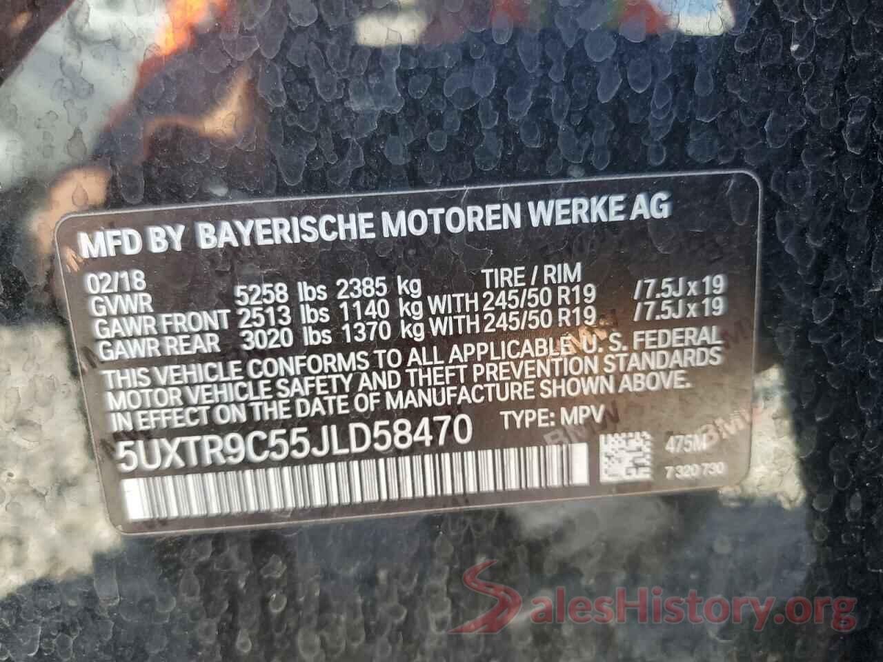 5UXTR9C55JLD58470 2018 BMW X3