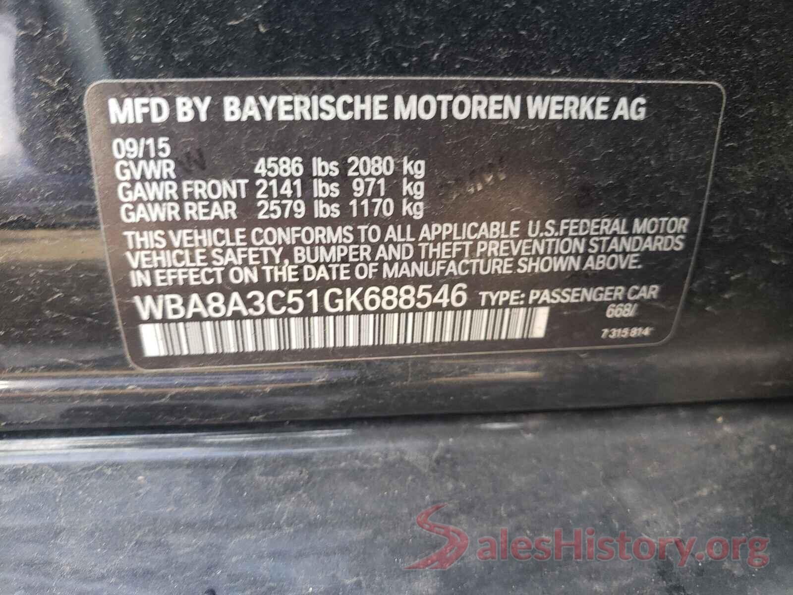 WBA8A3C51GK688546 2016 BMW 3 SERIES