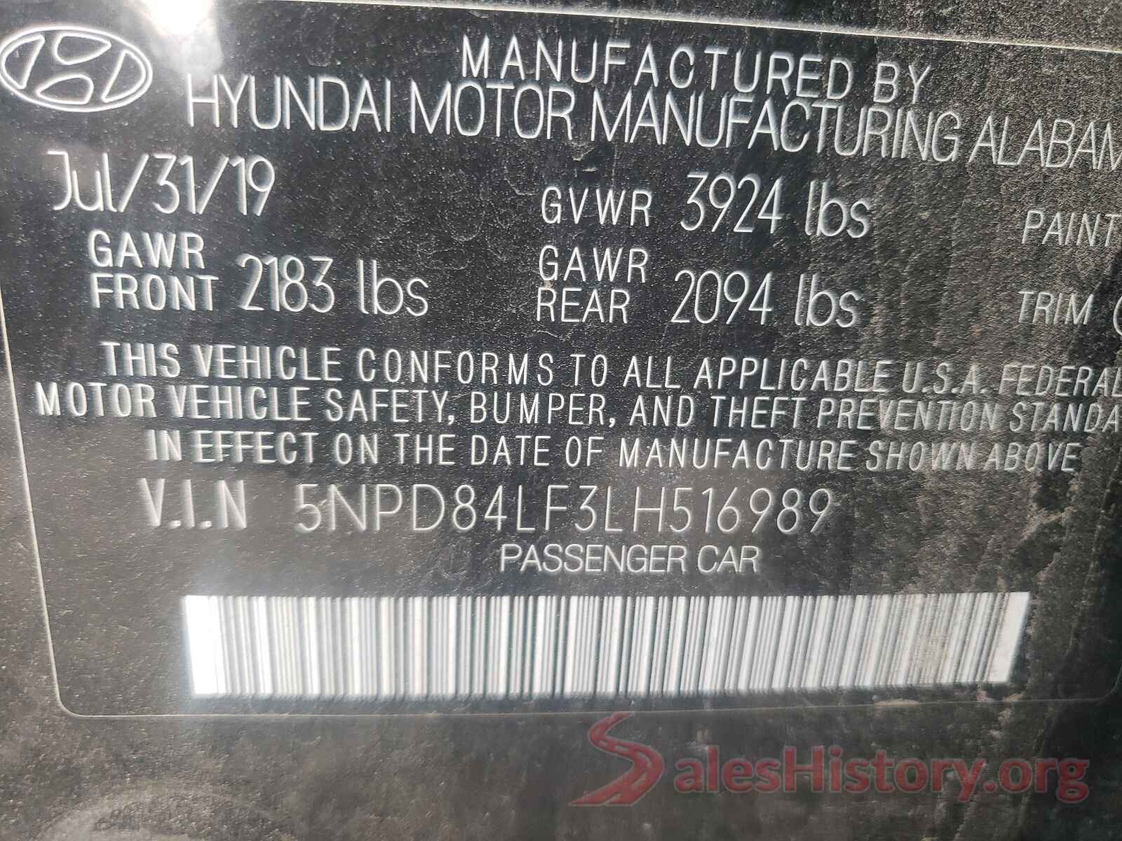 5NPD84LF3LH516989 2020 HYUNDAI ELANTRA