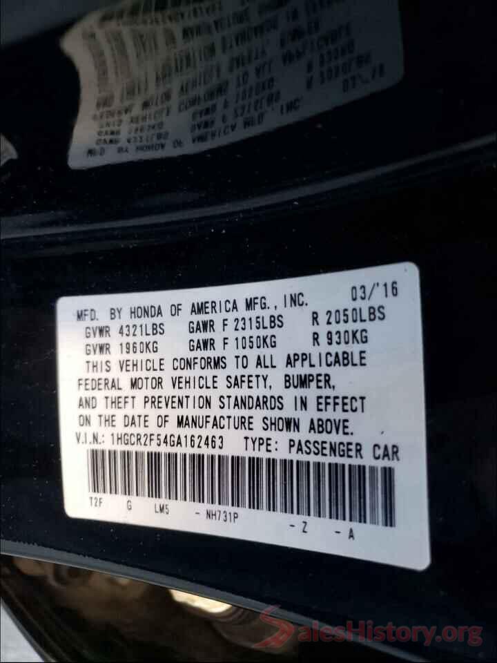 1HGCR2F54GA162463 2016 HONDA ACCORD