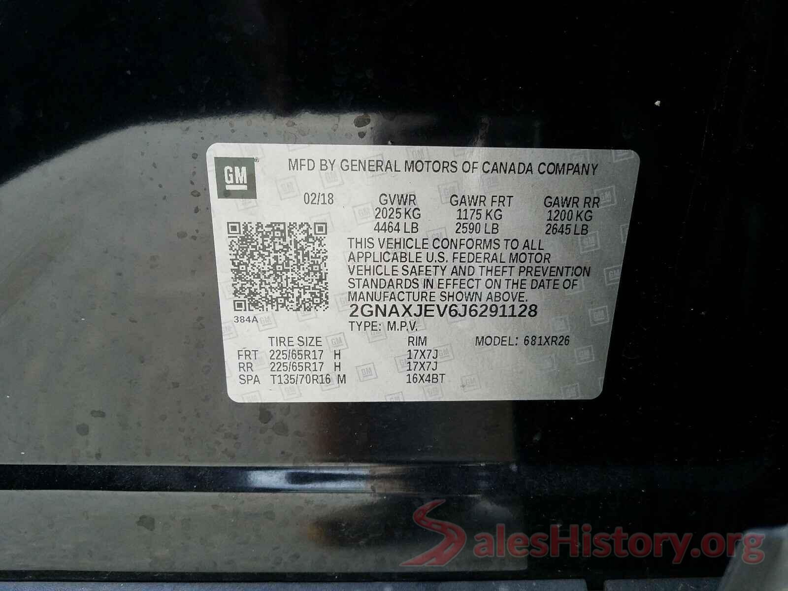 2GNAXJEV6J6291128 2018 CHEVROLET EQUINOX