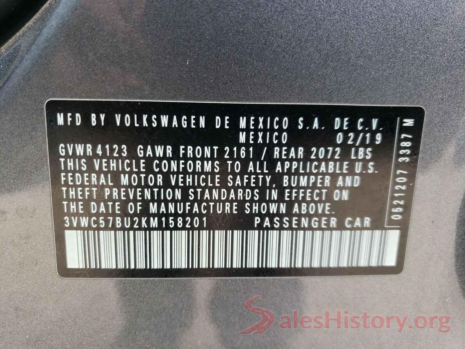 3VWC57BU2KM158201 2019 VOLKSWAGEN JETTA